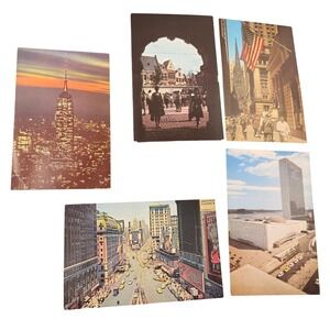 Alfred Mainzer Vintage NYC Postcards‎ Set of 5 Empire State Times Square Wall St